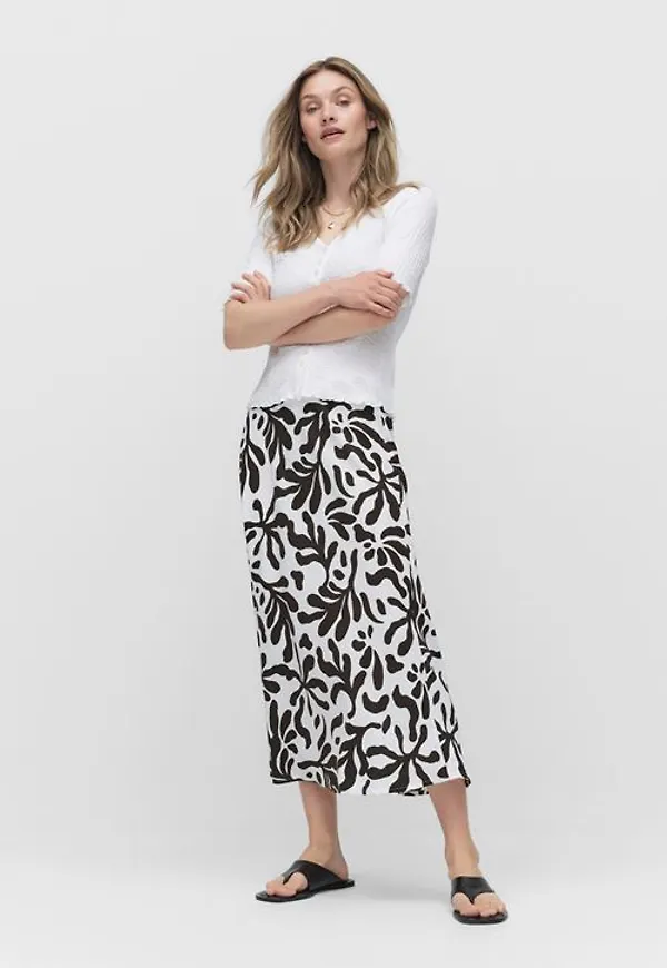 MQ Marqet Dobber Thora Skirt Midikjol Brown Print Dam XS