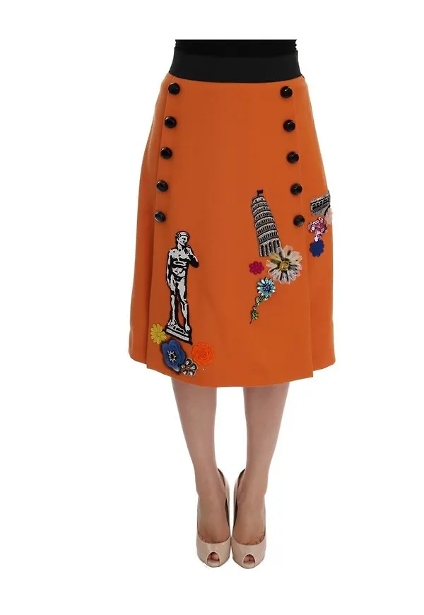 Dolce & Gabbana - Midikjolar - Orange - Dam - Storlek: S,Xs
