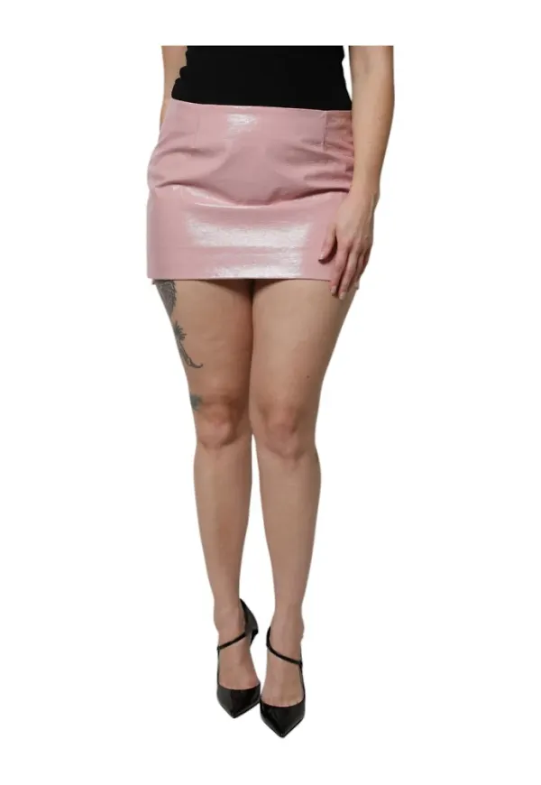 Dolce & Gabbana, Kjol, Dam, S, Bomull, Glossig minikjol med hög midja