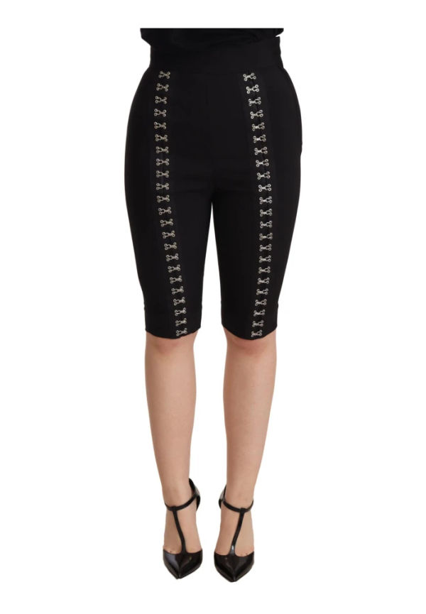 Dolce & Gabbana Black Wool Stretch Slim Fit High Waist Shorts Svart, Dam