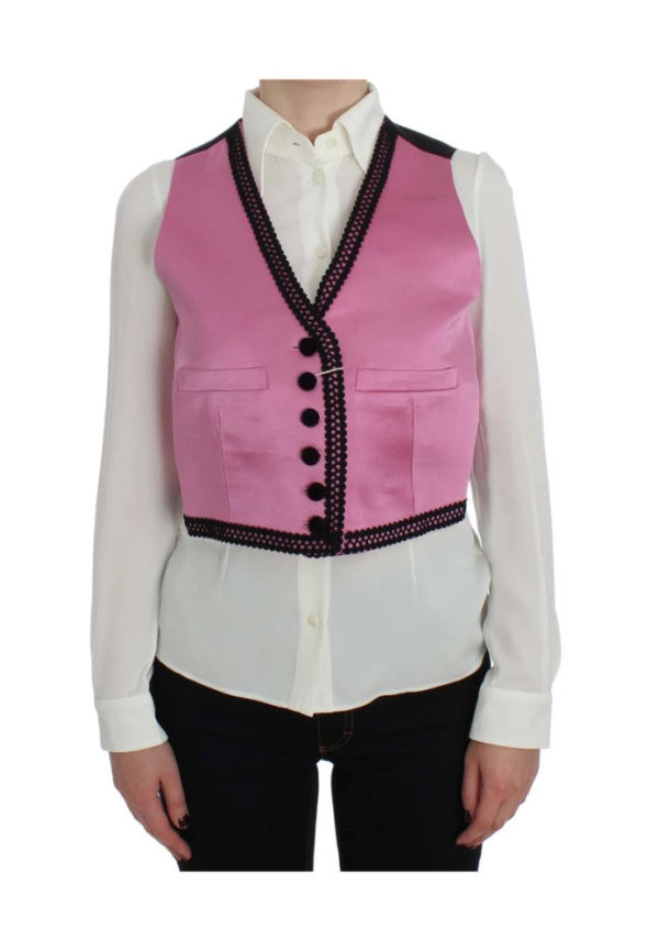 Dolce & Gabbana Button Front Torero Vest Top Rosa, Dam