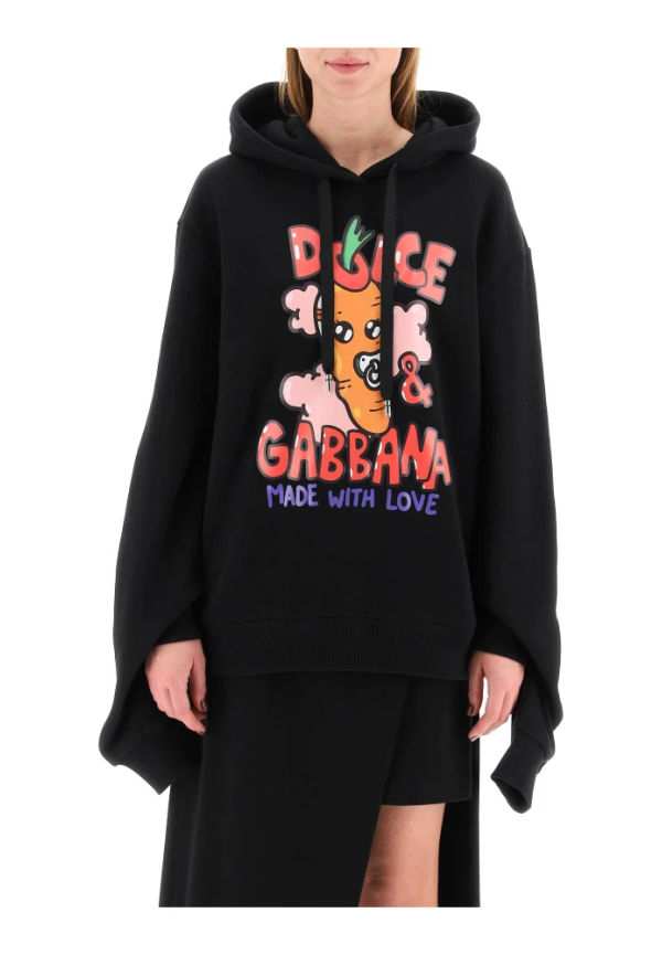 Dolce & Gabbana Dolce gabbana printed sweatshirt with double cuffs Svart, Dam