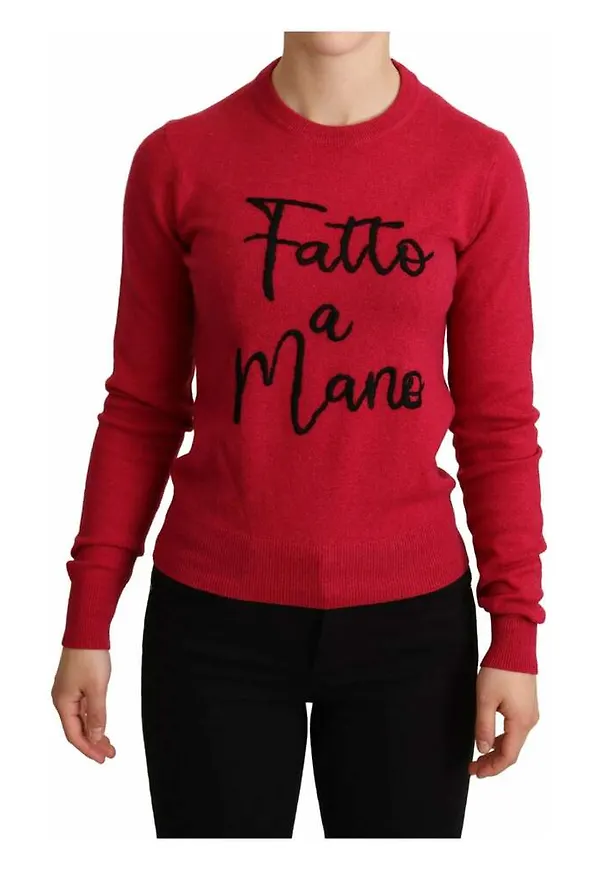 Dolce & Gabbana Embroidered Cashmere Wool Pullover Sweater Rosa, Dam