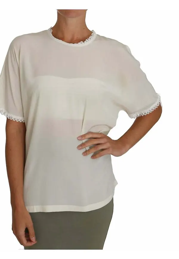 Dolce & Gabbana Lace Top T-Shirt Vit, Dam