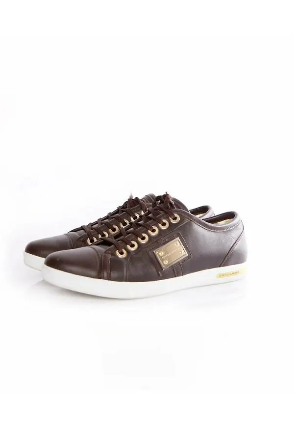 Dolce & Gabbana Pre-owned leather sneakers. Brun, Dam