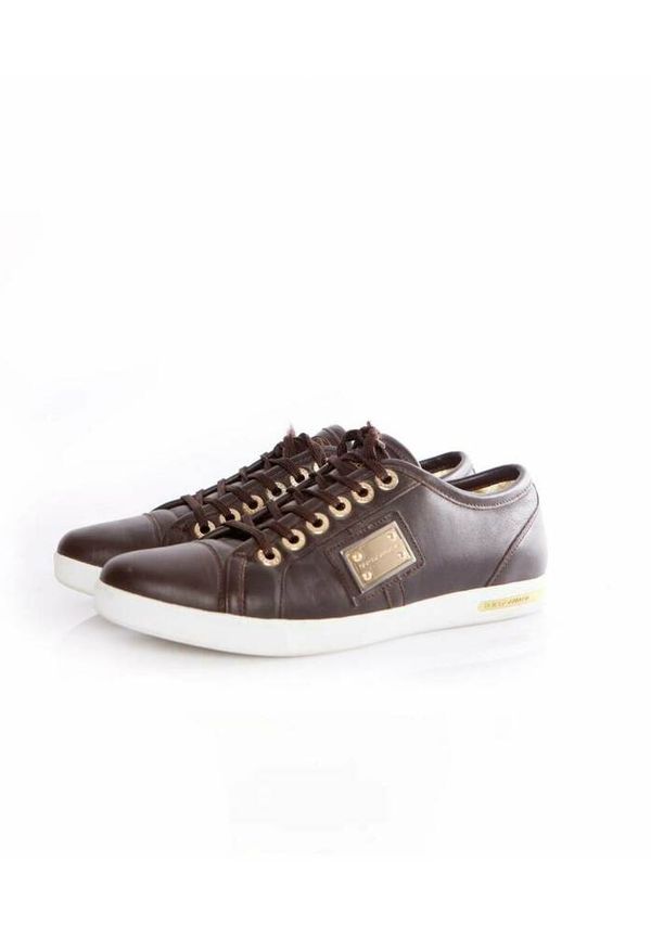 Dolce & Gabbana Pre-owned leather sneakers. Brun, Dam