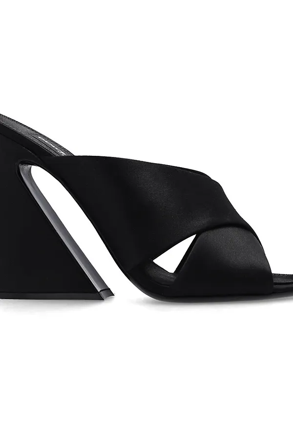 Dolce & Gabbana Satin Mules With Geometric Heel Svart, Dam