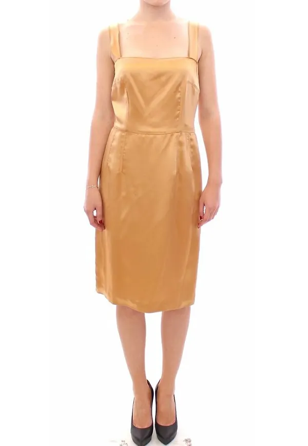 Dolce & Gabbana Silk sheath dress Brun, Dam
