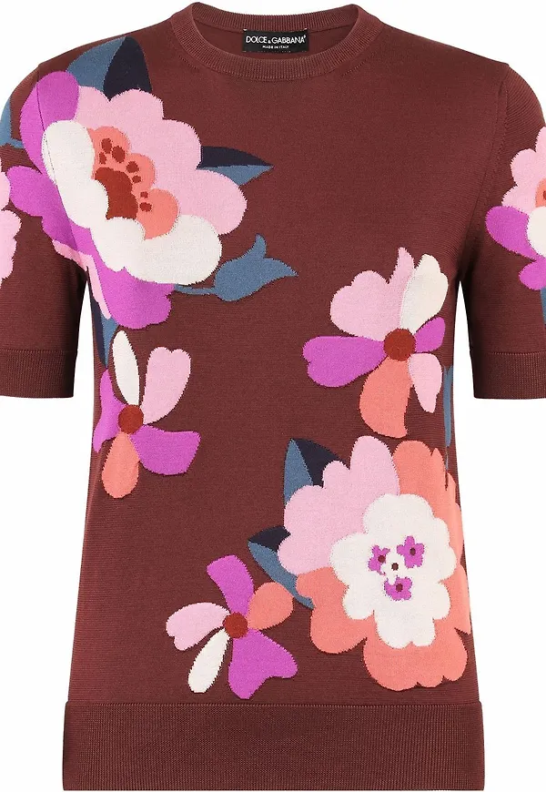 Dolce & Gabbana stickad blommig topp - Röd