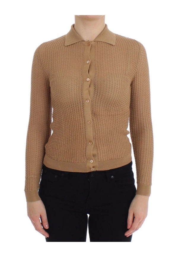 Dolce & Gabbana Stickad polo cardigan tröja Beige, Dam