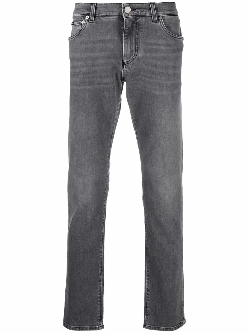 Dolce & Gabbana straight-jeans med logotypplakett - Grå