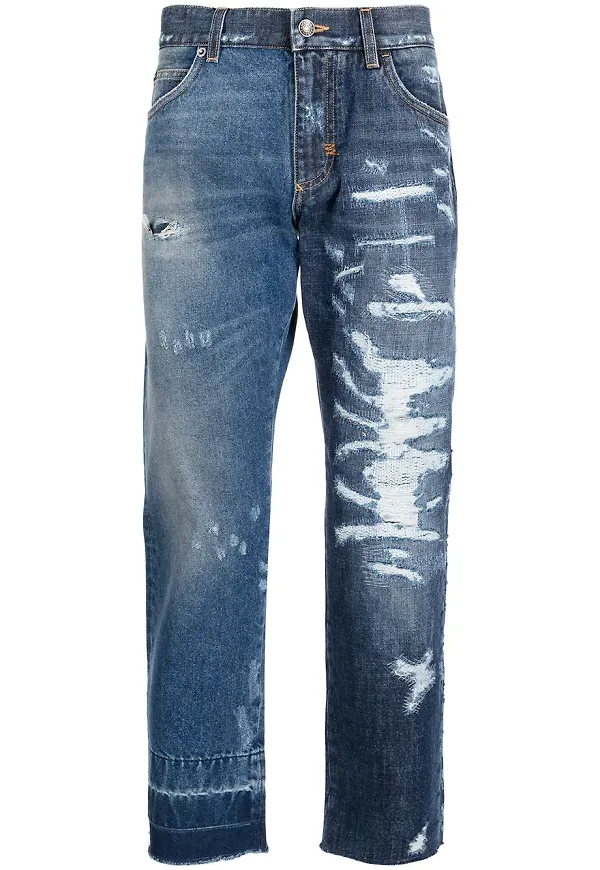 Dolce & Gabbana straight-jeans med sliten effekt - Blå