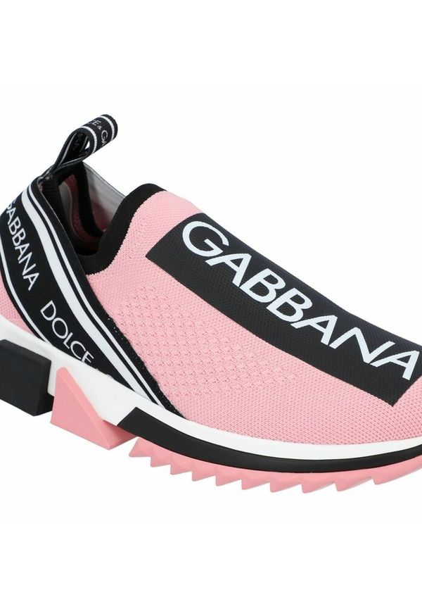 Dolce & Gabbana Stretch Jersey Sorrento Sneakers with Logo Rosa, Dam