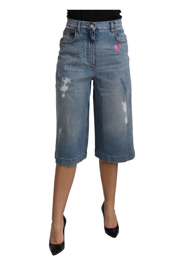 Dolce & Gabbana Wide Leg Cropped Mid Waist Jeans Blå, Dam