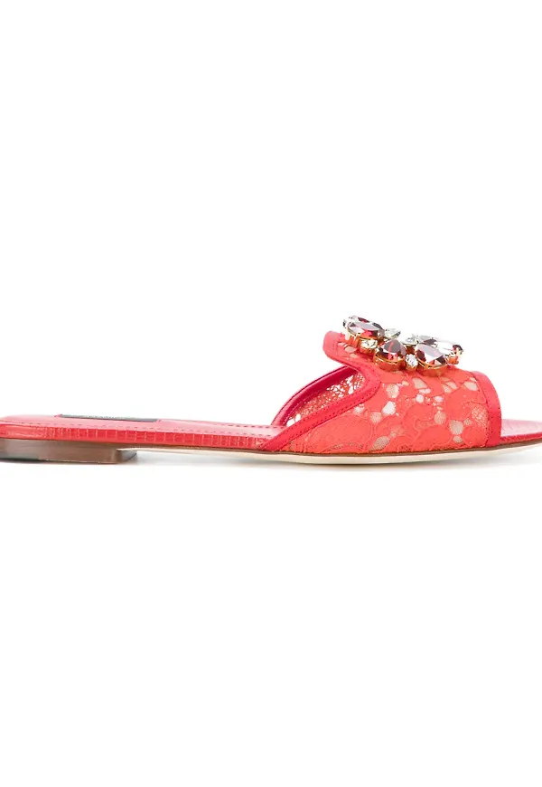 Dolce & Gabbana Bianca platta sandaler - Röd