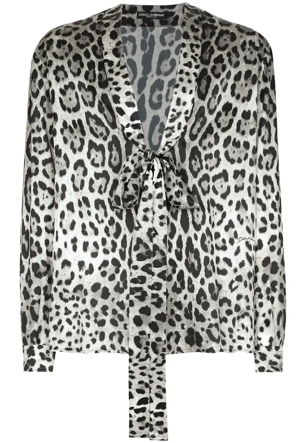 Dolce & Gabbana leopardmönstrad skjorta - Grå