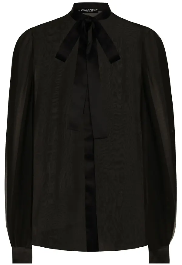 Dolce & Gabbana sidenskjorta med knytkrage - Svart