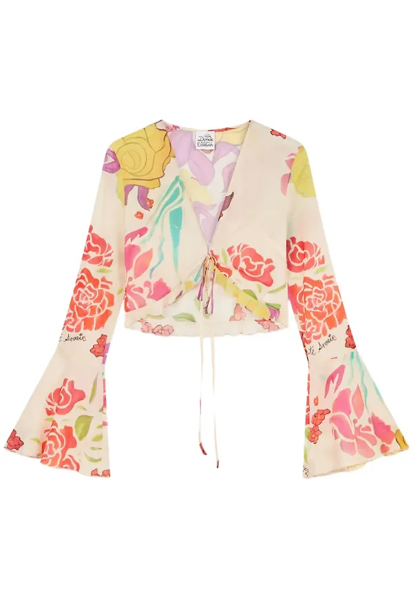 Donde Esteban Flores croppad blus - Neutral