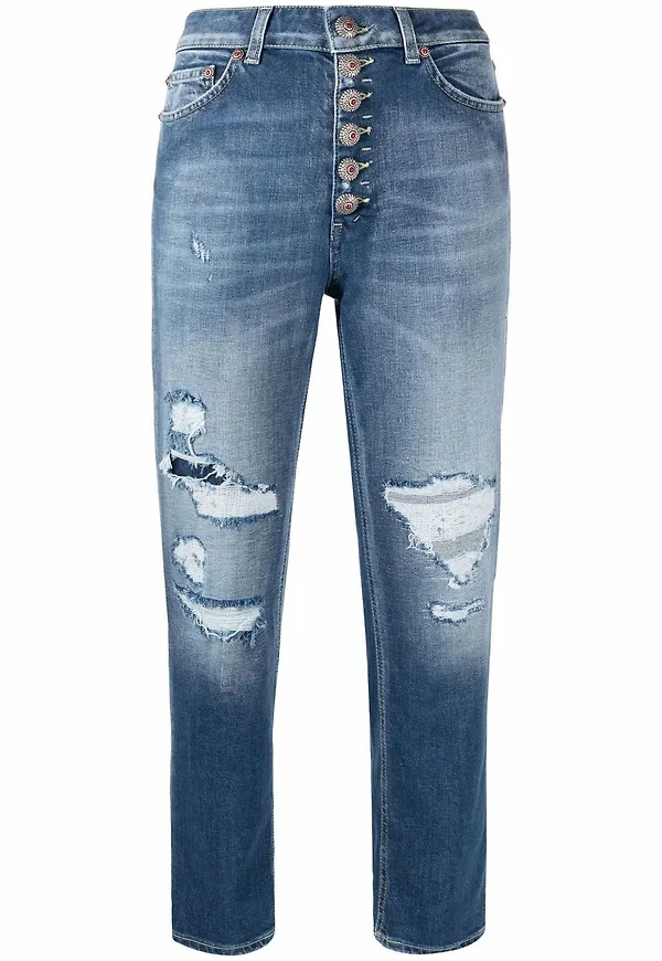 DONDUP croppade jeans med slitning - Blå