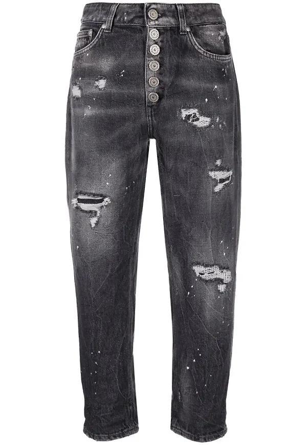 DONDUP croppade jeans med slitning - Svart