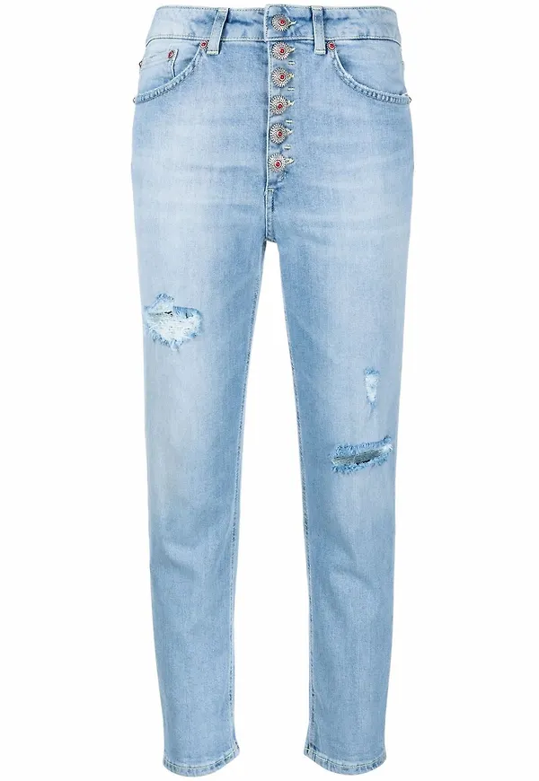 DONDUP croppade jeans med strassknappar - Blå