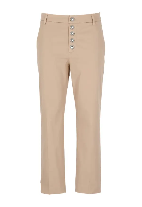 Dondup Cropped Trousers Brun, Dam