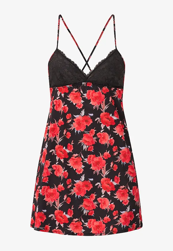 DORINA - Nattlinne Anahi-floral - Svart