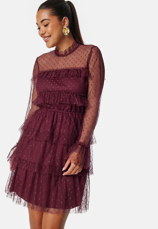 Dotted Mesh L/S Dress