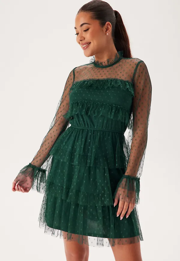 Dotted Mesh L/S Dress
