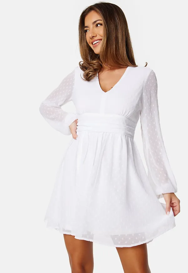 Dotted Tie Back L/S Chiffon Dress – Bubbleroom