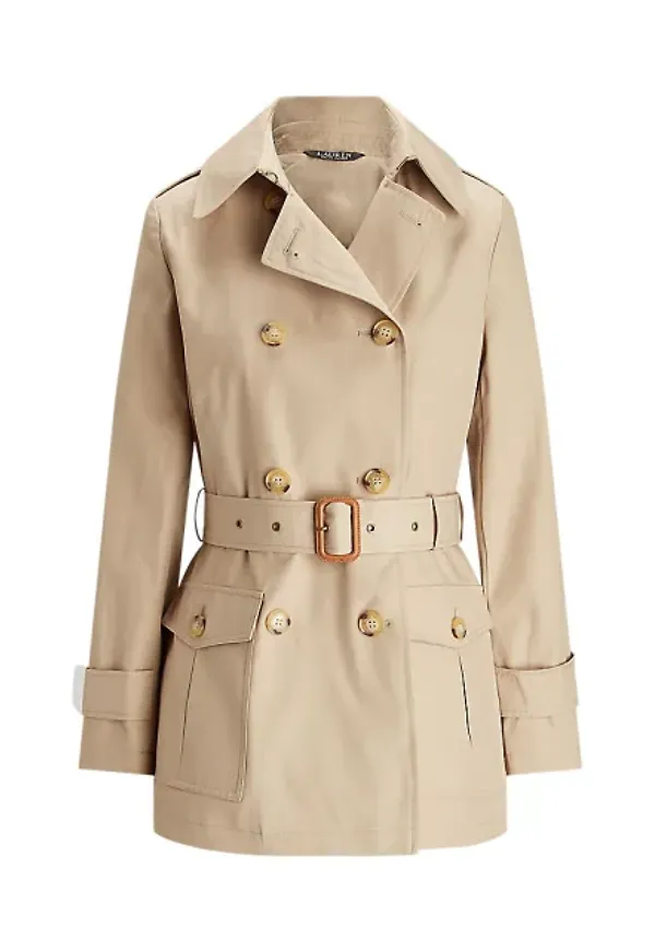 Double-breasted Cotton-blend Trench Coat
