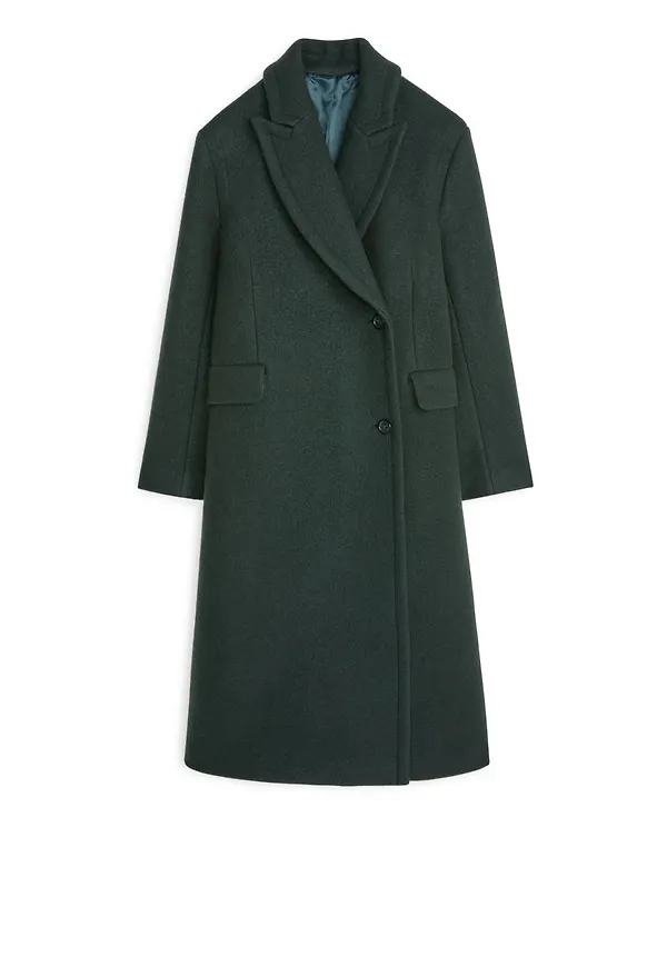 Double-Breasted Wool Coat - Green