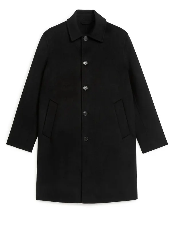 Double-Face Wool Blend Coat - Black