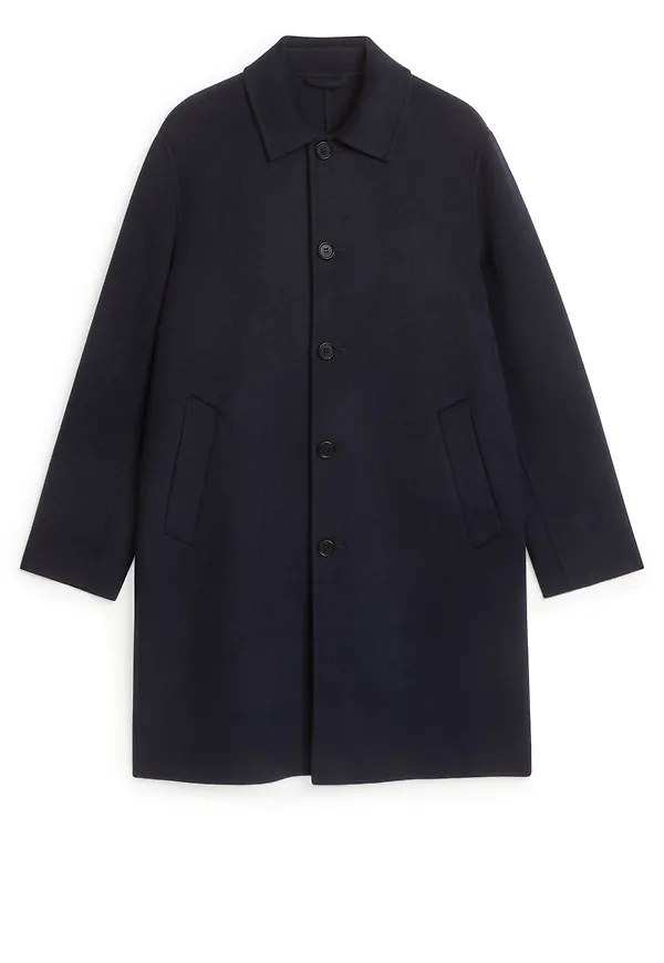Double-Face Wool Blend Coat - Blue