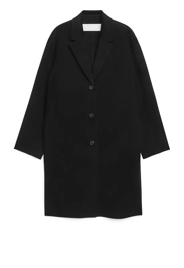 Double-Face Wool Coat - Black