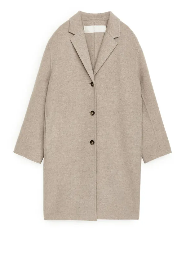 Double-Face Wool Coat - Brown