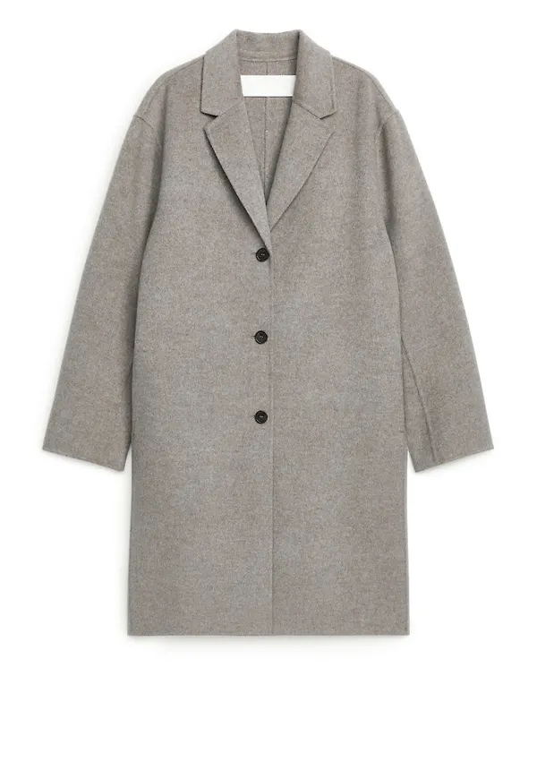Double-Face Wool Coat - Brown