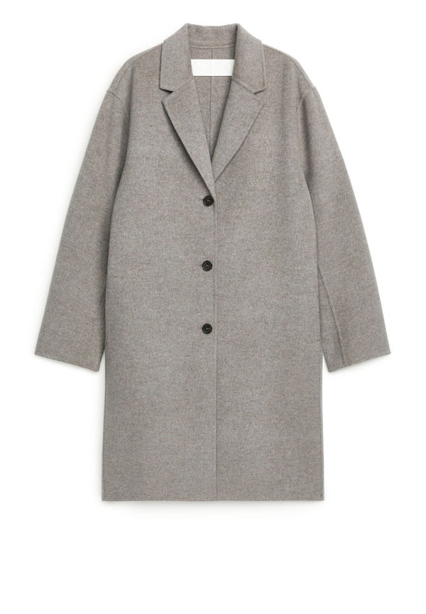 Double-Face Wool Coat - Brown