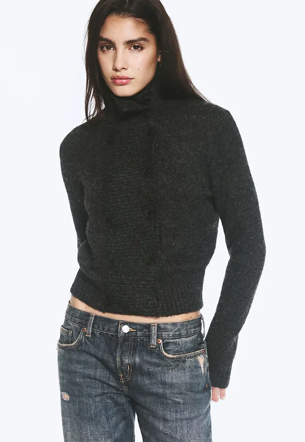 Double-breasted buttoned cardigan