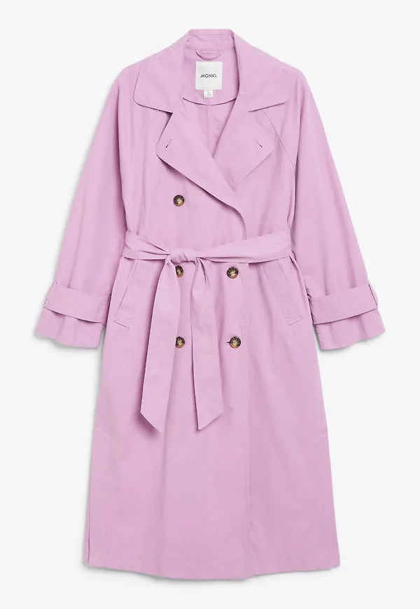 Double breasted front trench coat - Purple