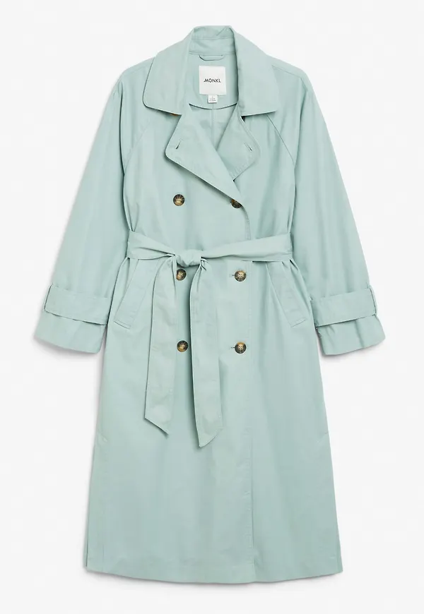 Double breasted front trench coat - Turquoise