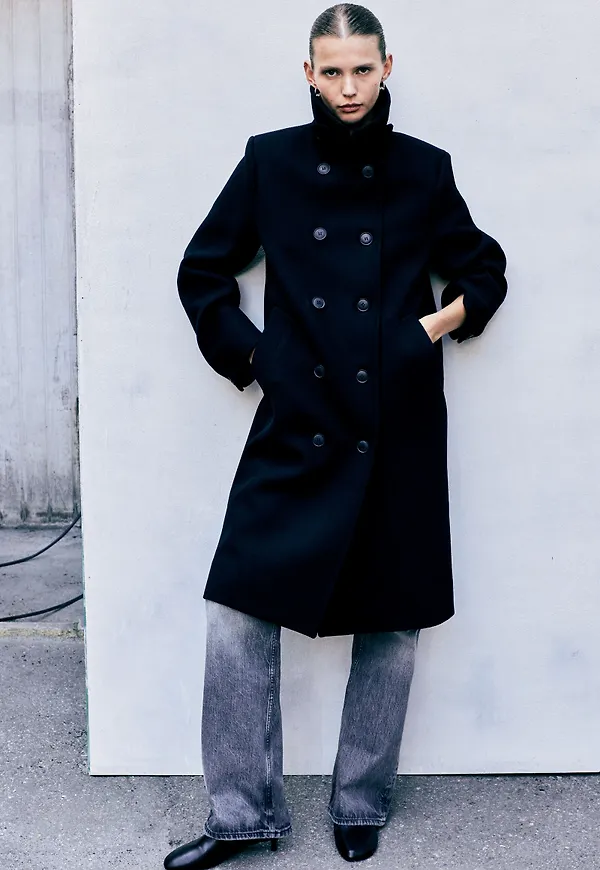 Double-Breasted Wool-Blend Car Coat