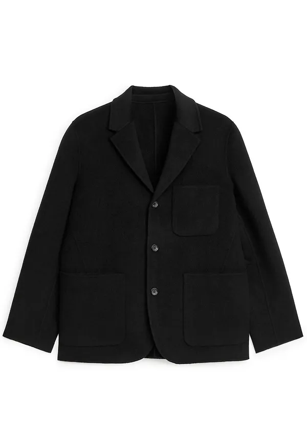 Double-Face Wool Blazer - Black