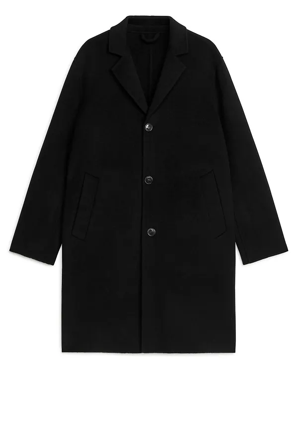 Double-Face Wool Blend Coat - Black