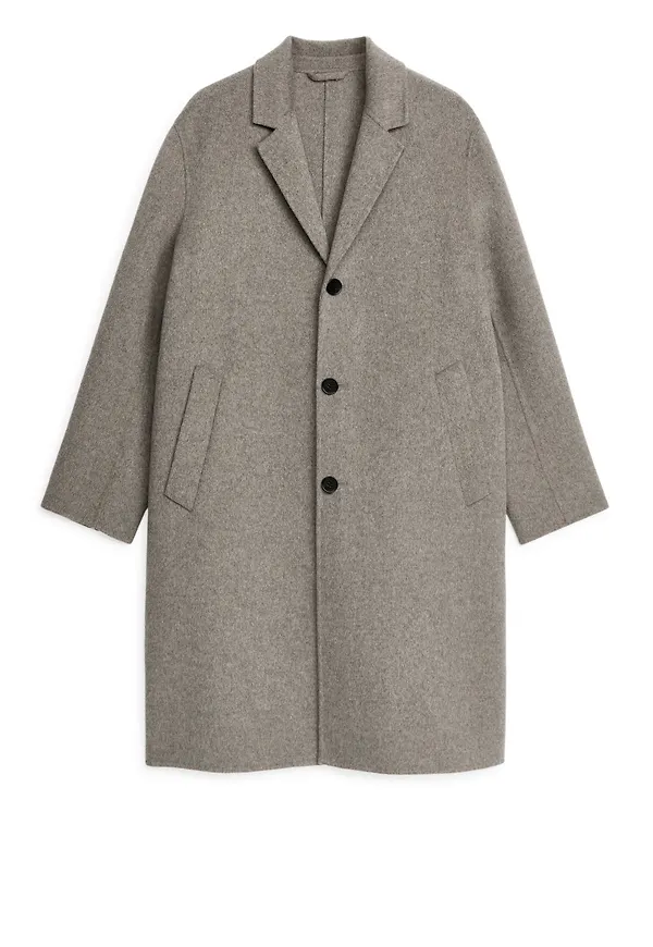 Double-Face Wool Blend Coat - Brown