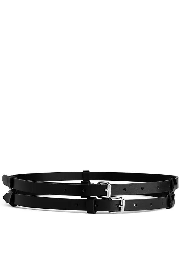 Double Leather Belt - Black