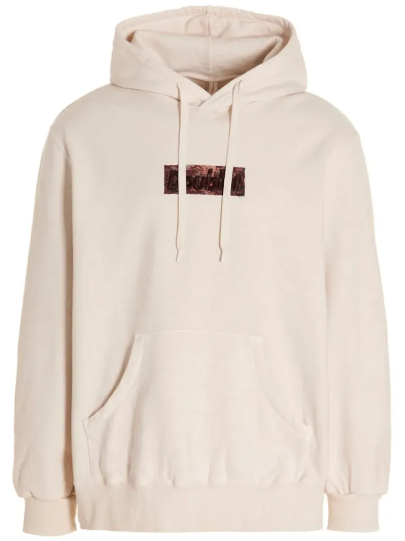Doublet hoodie med broderad logotyp - Vit