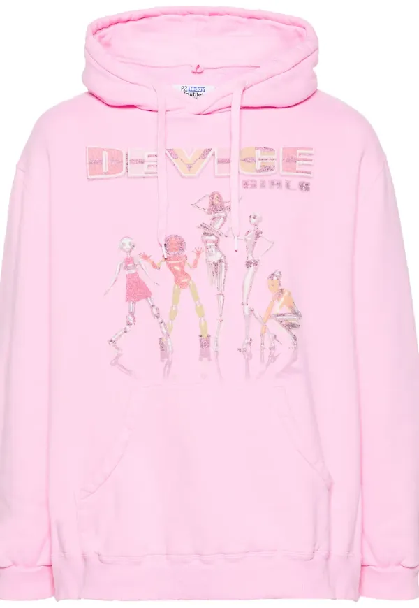 Doublet hoodie med grafiskt tryck - Rosa
