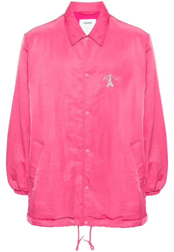 Doublet jacka med broderad logotyp - Rosa