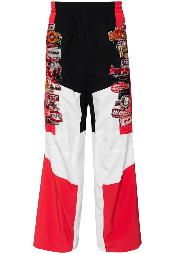 Doublet mjukisbyxor med panel - Röd